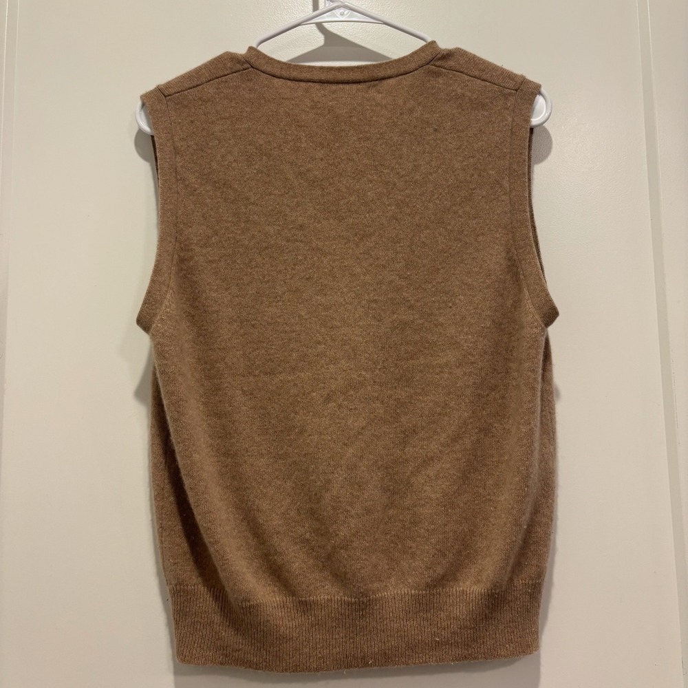 Country Shop Cashmeres Mens XL Camel Tan 100% Cashmere V-Neck Sweater Vest‎ - Picture 3 of 5